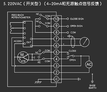 220VAC開關型<a href='http://www.tjjzlm.com/Product/diefa/diandongdiefa/' target='_blank'>電動<a href='http://www.tjjzlm.com/Product/diefa/' target='_blank'>蝶閥</a></a>接線圖