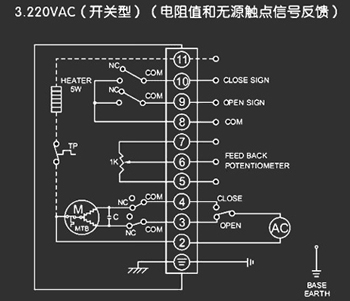 220VAC開關型<a href='http://www.tjjzlm.com/Product/diefa/diandongdiefa/' target='_blank'>電動<a href='http://www.tjjzlm.com/Product/diefa/' target='_blank'>蝶閥</a></a>接線圖